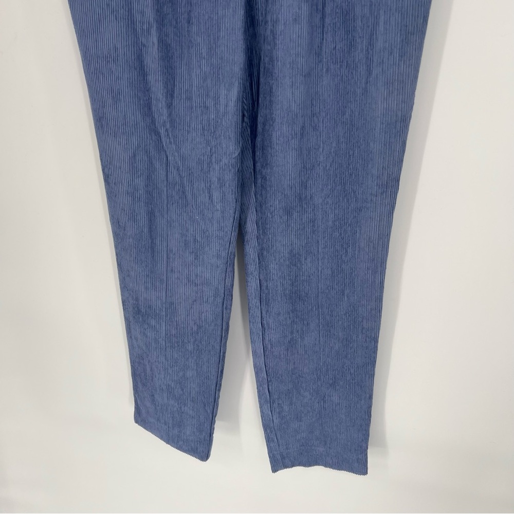 Reiss Thea Tapered Pleated Corduroy Blue Trousers Straight Leg Pants - Picture 3 of 14